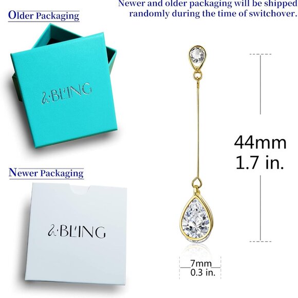 Cubic Zirconia Teardrop Earrings, Diamond Earrings, Wedding Earrings for Brides - Picture 6 of 6